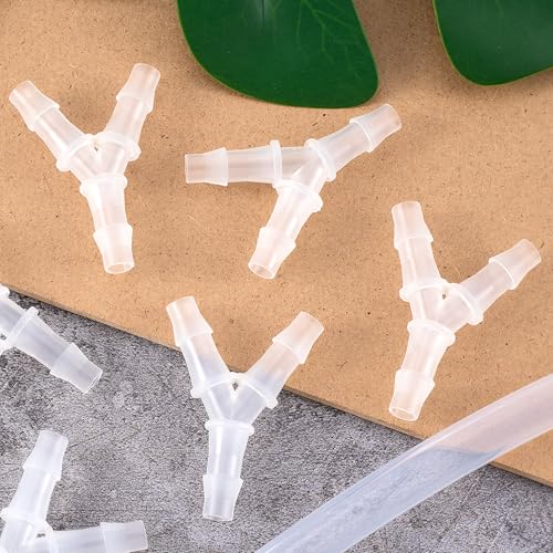 PAGOW 4 Pcs Hose Barb Fitting, 1/4" Plastic Hose Barb Tee 3 Way Y Shape Barbed Fitting for Air Line Tubing Pipe, Oxygen Tubing Pipe, Household Fuel, Gas, Water - size: 1/4" (4 Pcs)