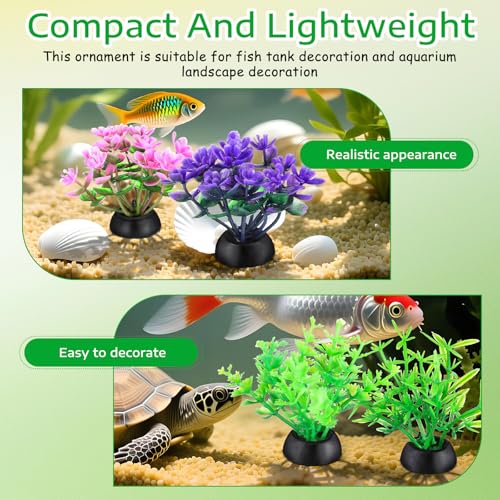Homoyoyo 40pcs Aquarium Plants Decorations Set – Artificial Fish Tank Plants with Stable Base, Mini Aquarium Decor for Betta Shrimp Nano Tank, Realistic Plastic Water Grass for Home Office Small