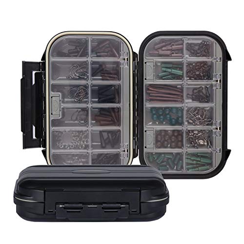 Goture Small Fishing Tackle Box Organizer with Waterproof Technology Fixed Compartments Clear Plastic Lure Bait Storage Case for Saltwater and Freshwater Anglers 6.69 x 4.33 x 1.81 Inches Black - color: Black SMALL(Size: 6.69'' L X 4.33'' W X 1.81'' H)