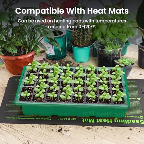 MIXC Seed Starter Tray with Lights, 2 Packs Mini Propagator Plant Grow Kit Greenhouse with Humidity Vented Domes and Base for Seeds Starting, Green - color: Green, size: 40-Cell 2-Pack With Light