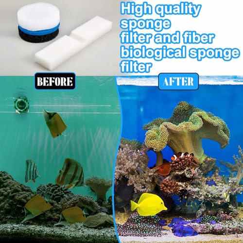 Threlaco 17 Pcs Filter Media Replacement Set Compatible with Fluval Fx4 Fx5 Fx6, Including Fine Filter Water Polishing Pads, Foam, Foam Block, Activated Carbon, Silicone Lube, Mesh Bags