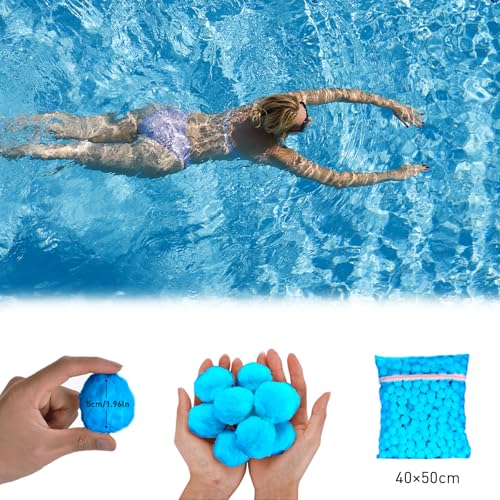 Redcoutt 3.1 Lbs Pool Filter Balls for Sand Filter, Reusable Eco-Friendly Filter Media for Sand Filter Pump, Replaces 100lbs Pool Filter Sand, Long-Lasting for Several Seasons - color: Blue