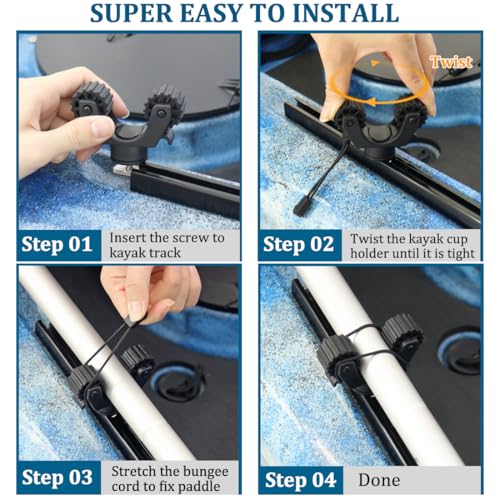 Huntury Kayak Paddle & Fishing Net Holder - Track Mount Accessories for Canoe, Paddle Board - style: 2024