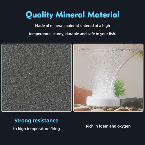 Nano Air Stone with Case, Silent High-Oxygen Diffuser for Aquarium, Fish Tank & Hydroponics - 5.9 Inch White Small Bubble Diffuser Accessories (No Air Pump and Air Tube)