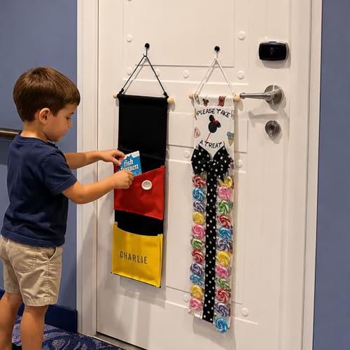 RUNROLE 8 Inch Narrow Fish Extender to Right Fit the Cabin Door - 1, 2, 3, 4 Pocket Hanging Storage Organizer, Easily Customize, 2026 & 2027 FE for Gift Exchanges and Pixie Dust, Cruise Essentials - size: 2 Pockets