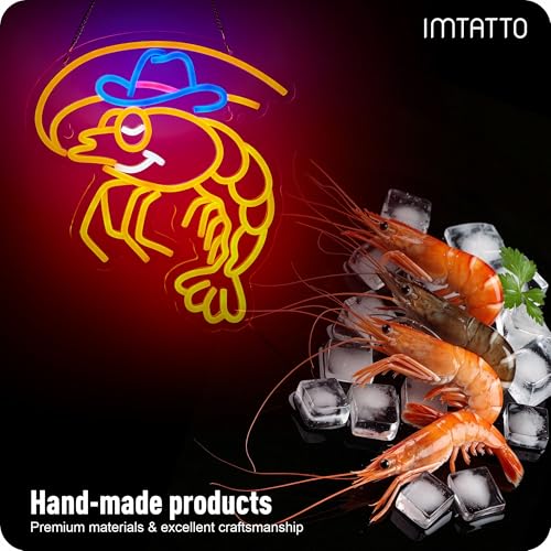 Shrimp Neon Sign Cowboy lobster LED Light for Wall Decor Seafood Light Up Signs Wall Art for Seafood Restaurants Pub Store Man Cave (Orange Shrimp) - color: Orange Shrimp