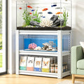 3 Tier Fish Tank Stand 20-30 Gallon, Heavy Duty Metal Storage Shelving, Shelf Adjustable, 34 "W x 18 "D x 31"H, Aquarium Stand for Reptile Terrarium Stand & Garage Home Office Storage Rack (White) - color: White