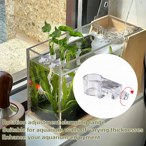 6 PCS Clear Aquarium Plant Holder, Reusable Top Hanging Fish Tank Planter, Small Transparent Plant Clips for Fish Tank Aquarium Landscaping and Decoration