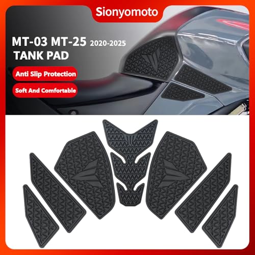 Fuel Gas Tank Pad Protector Stickers Decal Set Compatible with MT-03 MT03 MT-25 MT25 2020 2021 2022 2023 2024 2025- Anti-Slip Protective Kit, Black | 7-Piece