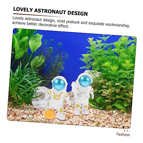4Pcs Astronaut Figurine Space Theme Fish Tank Decor Desktop Decoration Tabletop Adornment Home Astronaut Sculpture Outer Space Ornament for Room