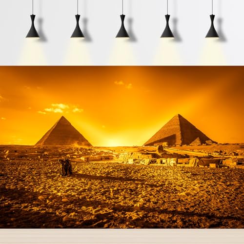 Pyramids Aquarium Background Orange Desert Sunrise Pyramids Panorama Terrarium Background Natural Desert Landscape Camel Theme Fish Tank Background The Great Pyramids Reptile Background 24x12in - color: Desert Orange, size: 24(W)x12(H)inches/ 60(W)*30cm(H