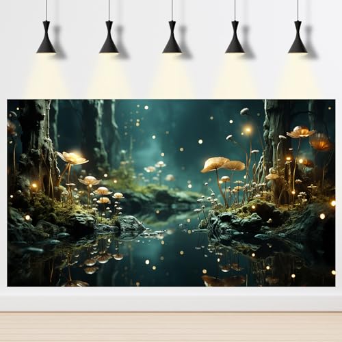 Fantasy Aquarium Background Rock Flowers Tranquil Water Scene Terrarium Backdrop Fantasy Lights Fish Tank Background Reptile Habitat Backdrop Aquarium Poster Wallpaper Decor Vinyl 24x12in - color: Flower Orange, size: 24(W)x12(H)inches/ 60(W)*30cm(H)