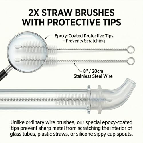 3-Piece Tube Cleaning Brush Kit, 59" Double-Ended Flexible Aquarium Filter Hose Brush with 2 x 8 Straw Cleaner Brushes, 304 Stainless Steel & Nylon Pipe Cleaner for Fish Tank, Kitchen & Home Brewing