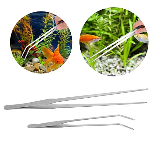 Fish Tank Planting Clip Tweezers, Stainless Steel Aquarium Water Plants Tool, 27cm and 38cm - Durable Rust, Easy Aquascaping for Plant Maintenance