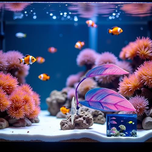 Purple Betta Hammock - Betta Leaves | Simulated Aquarium Decorations Betta Bed | Fish Leaves| Tank Decor, for Flounder, Clownfish, Guppy| Vivid Suction Cup Mounted Betta Fish Aquarium Plants