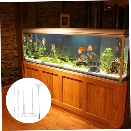 GANAZONO 5pcs Aquarium Maintenance Tool Set Scissors Tweezers Shovel for Water Plants Care and Aquascaping Ergonomic Design for Easy Handling and Use