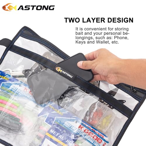 2 Layer Water-resistant Fishing Bait PVC Clear Storage Bag BaitShield Tackle Bag Storage for Bait Tackle Lures Soft Plastics and Fishing Gear Large Capacity 2 Size (2Pcs Medium+2Pcs Large)