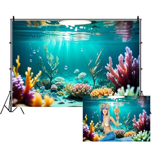 Renaiss 6x4ft Underwater World Backdrop Under The Sea Marine Life Tropical Fish Coral Reef Ocean Aquarium Photography Background for Diving Holiday Theme Kids Baby Birthday Party Decor Props - color: WSNWH20624, size: 6x4ft