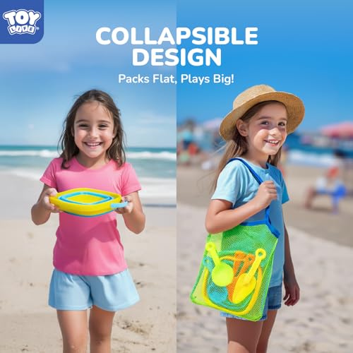 TOY Life Collapsible Beach Toys for Kids with 4 Silicone Collapsible Sand Buckets & 8 Shovels & Mesh Bag, Travel Beach Essentials for Kids Sand Toys Toddlers, Sandbox Toys for Boys Girls Ages 3-5 4-8 - color: Assorted 4 Collapsible Bucket Beach Toys