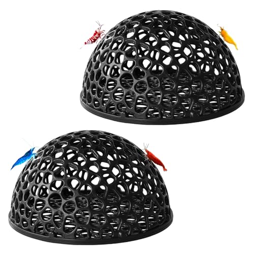 Aquarium Shrimp Hide, Fish Tank Porous Cave Shelter Hideout Ornament, Detachable Breeding Shrimp Hide & Rest Tunnel, 2 Set, Black - color: Black