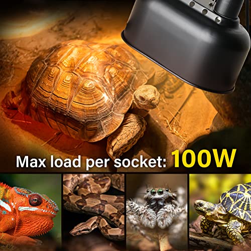 Simple Deluxe Dual Reptile Light Fixture, Aluminum Reflector Dome Lamp Cap, Combo Heat-Lighting Lamp Double Sockets Bulbs Holder with Independent Switches, for Amphibians Terrarium, Turtle Tank - size: Dual Dome Light