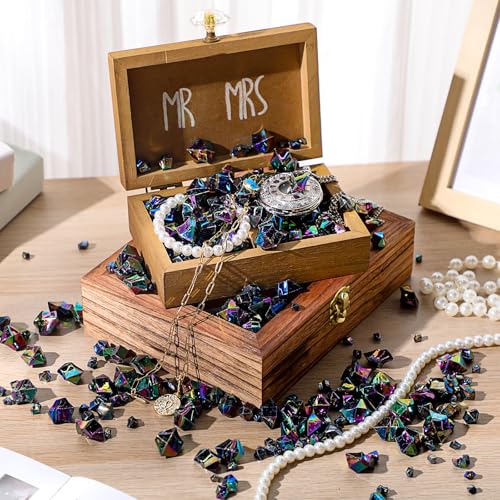 Syhood 570 Pcs 5 Sizes Iridescent Black Fake Crushed Ice Rocks Plastic Black Purple Acrylic Crystal Gems Diamonds Jewels Marble for Vase Fillers Decoration Wedding Table Scattering Halloween Decor - color: Iridescent Black