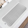 TEESHLY Bathtub Mats for Shower Tub, Extra Long Non-Slip 39 x 16 Inch Bath Mat with Drain Holes and Suction Cups, BathMat for Bathroom with Machine Washable (Clear Grey) - color: Clear Grey