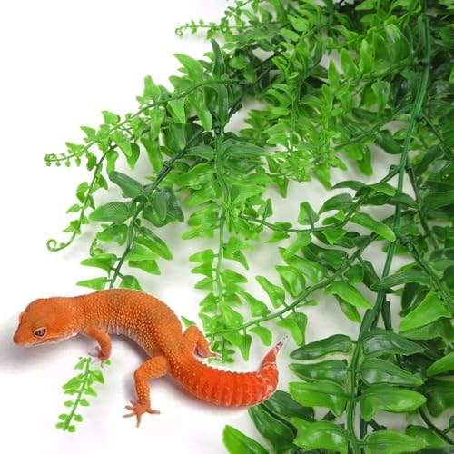 Reptile Plants Hanging Fake Vines Boston Climbing Terrarium Plant with Suction Cup for Bearded Dragons Lizards Geckos Snake Pets Hermit Crab and Tank Habitat Decorations (3 Pack)