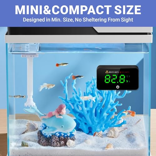 Digital Aquarium Thermometer, Stick-on Fish Tank Thermometer with LED Display, Wireless Aquarium Temperature Measurement with Battery-Change Tool and Extra Sticker.(Black*1) - color: Black