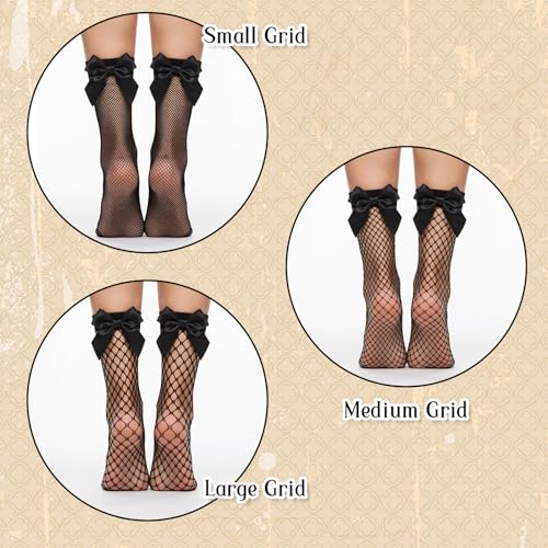 3 Pairs Fish Net Socks for Women, Nylon Mesh See Through Socks, Stretchy Fishnet Ankle Sock, Black Mesh Sock for Women Girls Daily Cosplay Summer Party Wear