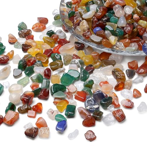 LAIDANLA Colorful Agate 1lb Crystal Polished Tumbled Stones Irregular Shaped Crystal Chips Bulk Natural Gemstone Aquarium Gravel Rocks Vase Filler Fish Tank Gravel Home Decoration - color: Colorful Agate, size: 1 Pound-（0.28"-0.35"）