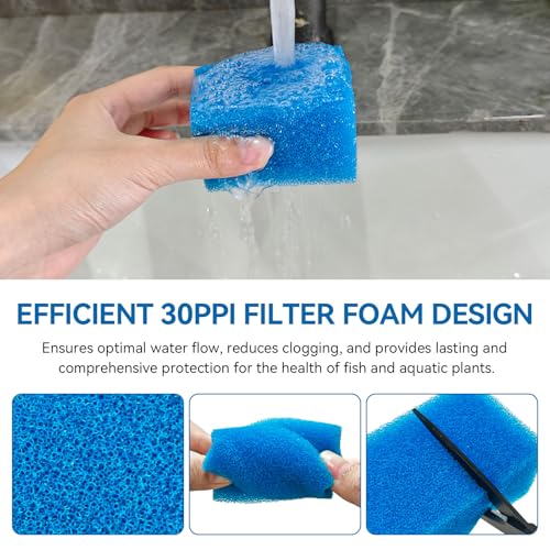 Bio-Foam for AC20 Power Filter, Replacement Aquarium Sponge Filter Media Foam Construction for Use in Freshwater & Saltwater Aquariums, 30PPI Filter Sponge Pads (6 PCS)