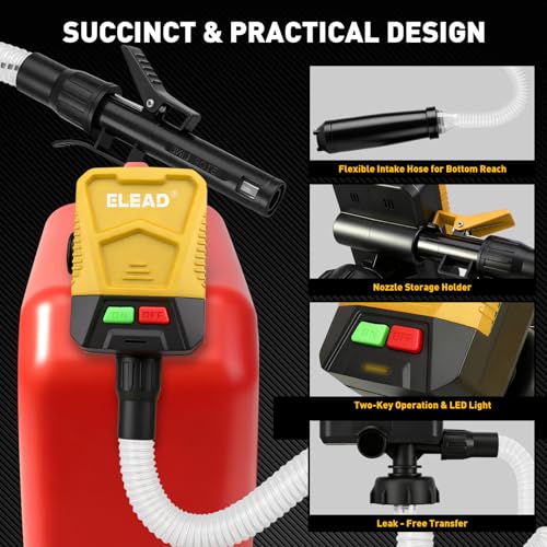 Battery-Powered Fuel Transfer Pump - 3.2 GPM No Spill Portable Gas Can siphon Pump with 3 Adapters, Extra Long Hose, Yellow Fuel Pump for Oil, Diesel, Gasoline (Batteries Not Included) - size: New Version (Yellow)