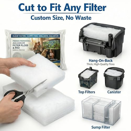 Aquarium Filter Pad 39.4 x 11.8in, Aquarium Filter Floss, Aquarium Filter Media for Crystal Clear Water, Fish Tank, Ponds & Garden, Cut to Fit for Sump & Canister Filters