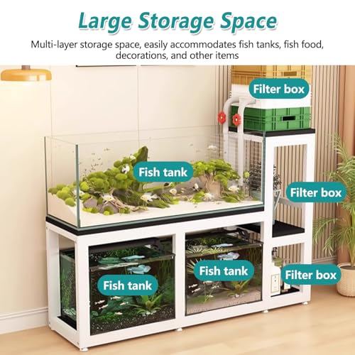 Fish Tank Stand,Large Fish Tank Storage Rack - Heavy Duty Steel Frame, Spacious Capacity for Home & Pet Shop, 60cm/23.6in White Organizer for Aquariums & Supplies - color: White, size: W 60cm/23.6in