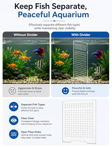 Aquarium Divider Panel, 5 mm Clear Acrylic Fish Tank Separator with Adjustable Suction Cups, Aquarium Isolation Board for Fish Separation, Fry Protection(22x13 cm) - size: 22x13 cm