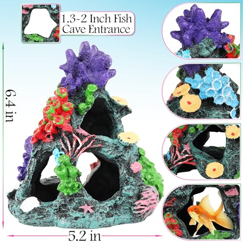 MyLifeUNIT Fish Tank Plants, 7 Pieces Colorful Aquarium Plants and Coral Reef Set for Fish Tank Decoration, Mountain Cave Ornament for Betta, Goldfish to Breed, Play and Rest - color: Colorful