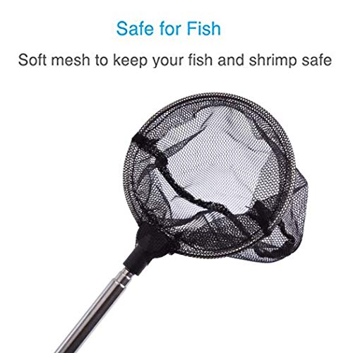 3 Inch Small Aquarium Fish Net with extendable Long Handle for Betta Fish Tank Square - size: Square