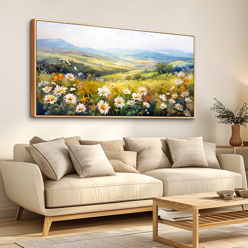 ZUITINGHUA Wood Framed Canvas Wall Art For Living Room Large Wall Decor For Office Bedroom Decoration Pastoral Scenery Pictures Flower Painting Artwork Room Wall Mural Aesthetic Home Decor 30x60 In - color: Pastoral Wood Framed 1, size: 60"L x 30"W