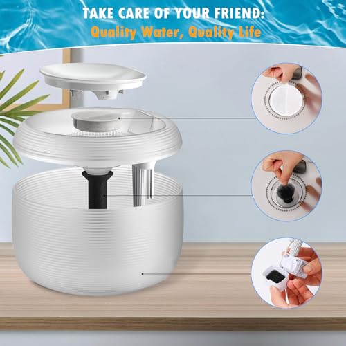 12 Pack Cat Water Fountain Filters Replacement for Nugget and Feelneedy Pet Water Dispenser, Triple Filtration System with Activated Charcoal and Ion Exchange Resin, including 18 Pre-Filter Sponges