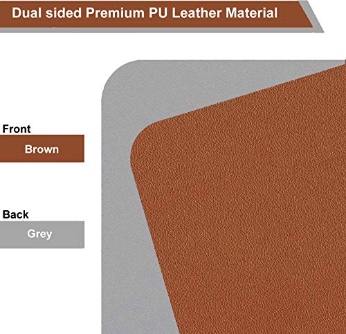 SUJAYU Dual Sided PU Leather Desk Pad, Mouse Pad, Office Desk Mat, Non-Slip Laptop Desk Pad, Waterproof Desk Writing Pad for Office and Home (23.6" x 11.8", Brown+Silver) - color: Brown+silver, size: 11.8" x 23.6"