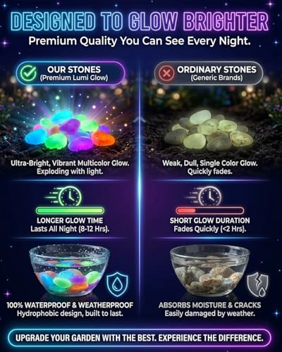 Colorful Glow in the Dark Garden Stones Night Guide Pebbles Luminous Rocks Outdoor Pathway Walkway Yard Patio Fish Tank Aquarium Stepping Decor Landscape Waterproof Solar Magical - color: Orange, size: 1000pcss