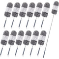 Tanlade 12 Pcs Microfiber Feather Duster for Cleaning 13-31 Inch Extendable Cobweb Dusters Ceiling Fan Duster Washable Bendable Tool for Office Car Window Furniture (Gray White) - color: Gray White