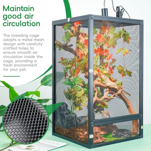 45 Gal Detachable and Foldable Reptile Butterfly Cage Terrarium, 360° Observation, Airflow, Interaction in Gecko Tank for Crested Geckos, Leopard Geckos, Chameleons, Bearded Dragons - size: 32x18x18 Inch