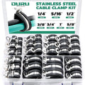 OURU 68PCS Cable Clamps Assortment Kit,7 Sizes Stainless Steel Rubber Coated Cushioned Insulated Cable Clamps-Metal Wire Clamps,Pipe Clamps for Tube,Lines - size: 68 PCS - 7 Sizes