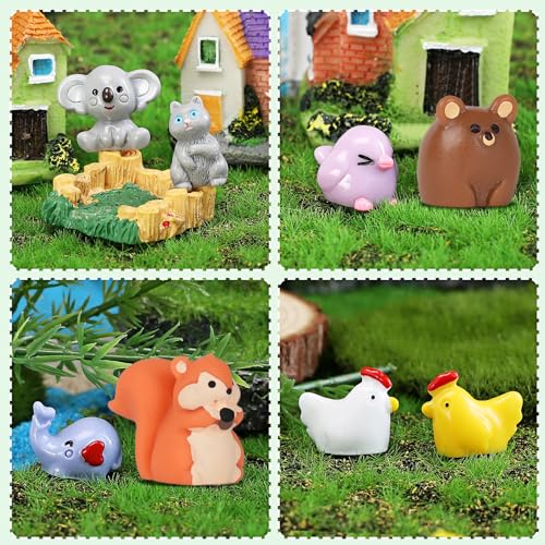 DWWPOO 70 Pcs Mini Resin Animals Tiny Animals Mini Ducks Garden Decor 70 Styles Tiny Resin Miniature Figurines Bulk for Dollhouse Slime Charm for Craft DIY Hide Crafts Decor Aquarium Toys