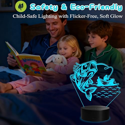 Fishing Night Light, Fishing Gifts, 3D Illusion Lamp with Remote Control, 16 RGB Colors, 4 Flashing Modes, Timer, Dimmable, Men Boy Room Decoration for Father's Day Holiday Birthday Christmas - color: Color 5