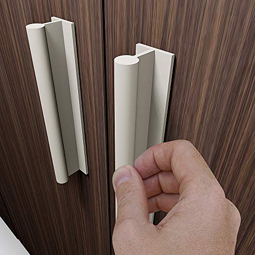 HRX Self-Adhesive Edge Fingerpull Door Handle - Easy to Install Screwless Peel and Stick on Glass, Wood, Metal, Plastic - Sliding Doors Knob for Kitchen Fronts, Drawers & Dressers Panels - 2 Pack - color: White