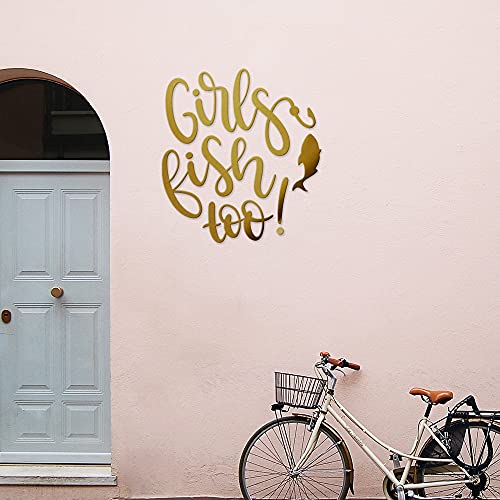 Decal Stickers of Girls Fish Too (Metallic Gold) (Set of 2) Luxury Weatherproof Vinyl Decal Stickers for Laptop Desktop Smartphone Car Dirt Bike Wall Room Mason Jar - BICVER1c33532GOW19Y24 - color: Metallic Gold, size: 4.8'' x 5.2''