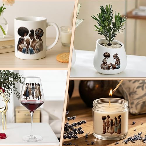UV DTF Cup Wraps, 4 Sheets Black Women Quotes 16oz Glass Cups, Clear Transfer Stickers for Tumblers and Bottles, Assorted Pattern Set - style: Black Women Quotes